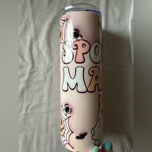 Pink Halloween Tumbler with Spooky Designs